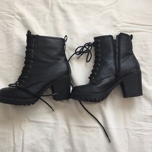 Black platform combat boots